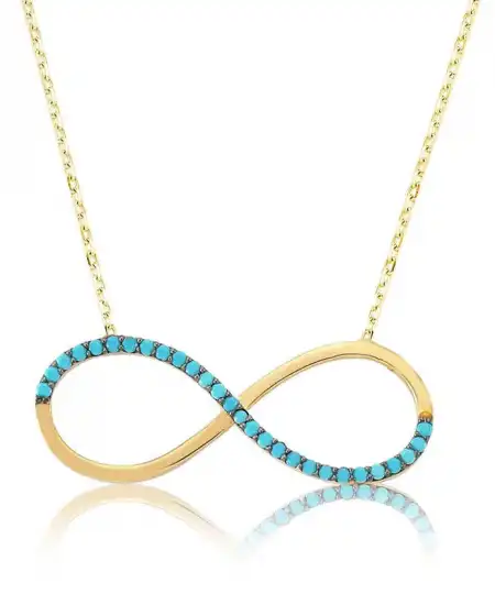 Gümüş Firuze Taşlı Sonsuzluk Bayan Kolye