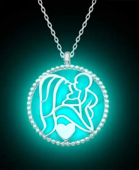 Gümüş Fosforlu Anne Çocuk Sevgisi Kadın Kolye