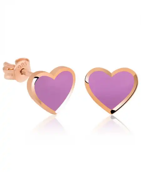 Gümüş Fosforlu Lila Kalp Küpe