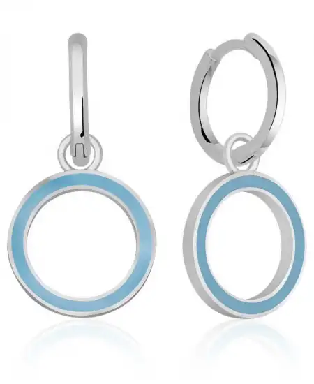 Gümüş Fosforlu Mavi Oval Küpe