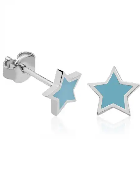 Gümüş Fosforlu Mavi Yıldız Küpe