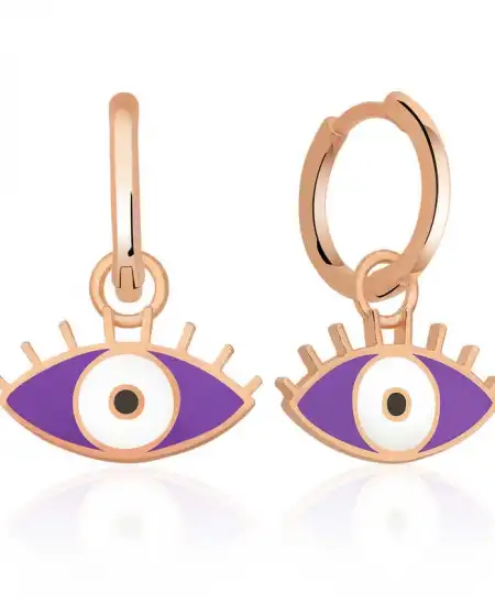 Gümüş Fosforlu Mor Göz Küpe