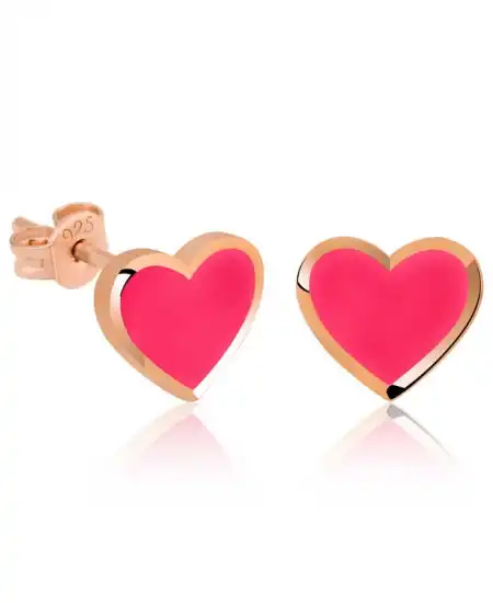 Gümüş Fosforlu Pembe Kalp Küpe