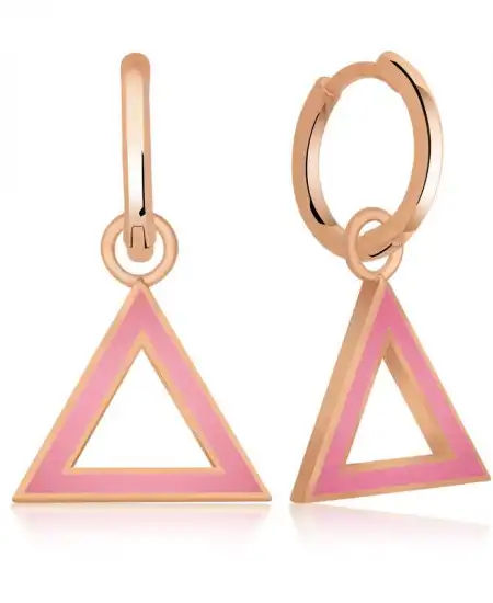 Gümüş Fosforlu Pembe Üçgen Küpe