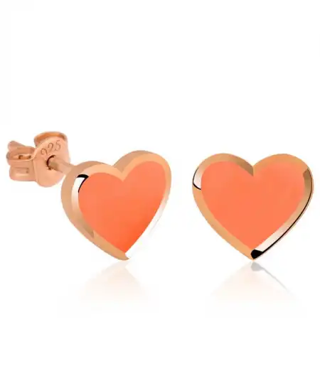 Gümüş Fosforlu Turuncu Kalp Küpe