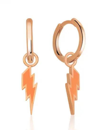 Gümüş Fosforlu Turuncu Şimşek Küpe