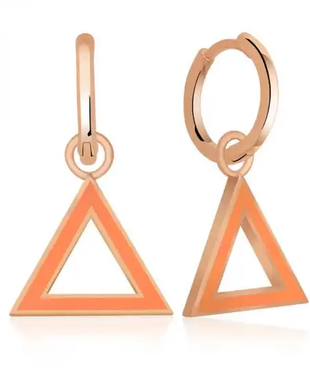 Gümüş Fosforlu Turuncu Üçgen Küpe