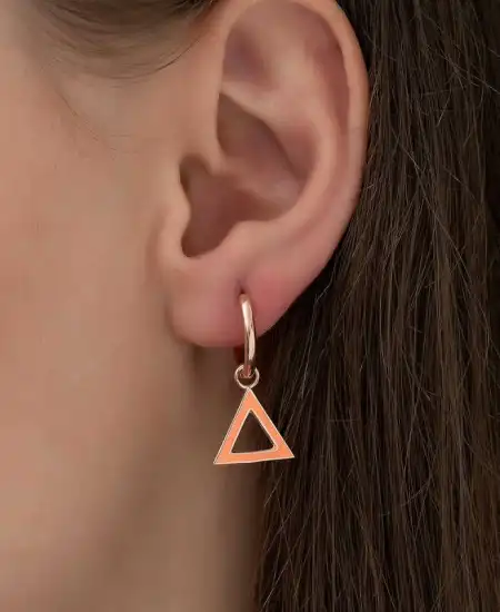 Gümüş Fosforlu Turuncu Üçgen Küpe