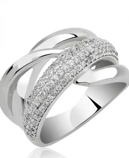 Gümüş Geçişli Model Bayan Yüzük