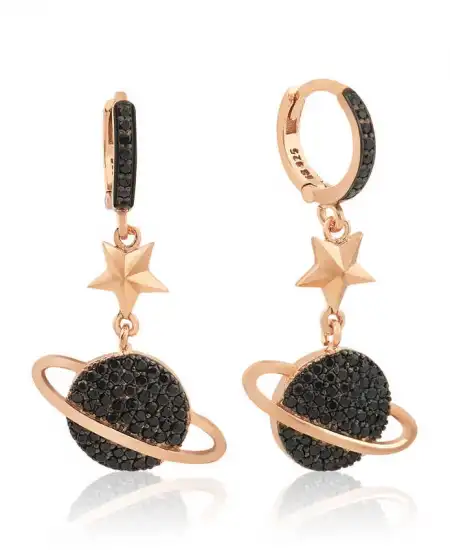 Gümüş Gezegen Bayan Küpe