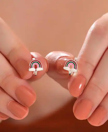 Gümüş Gökkuşağı Çocuk Küpe