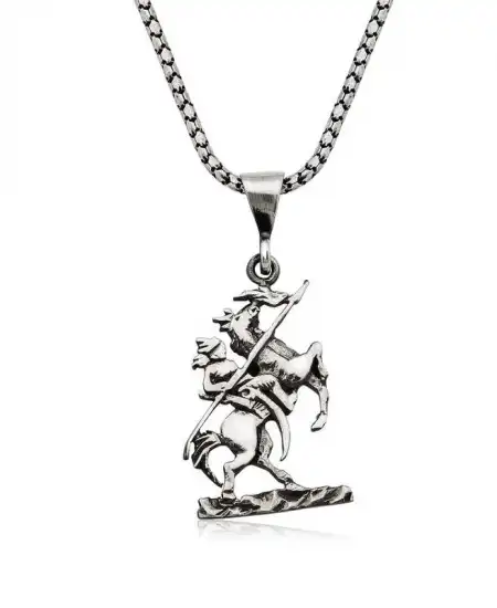 Gümüş Göktürk Süvarisi Kolye
