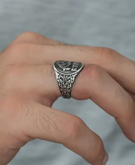 Gümüş Göktürkçe Türk Yazılı Bozkurt Erkek Yüzük