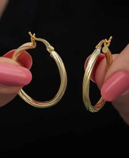 Gümüş Gold 3 Mm Burgu Şarnel Küpe