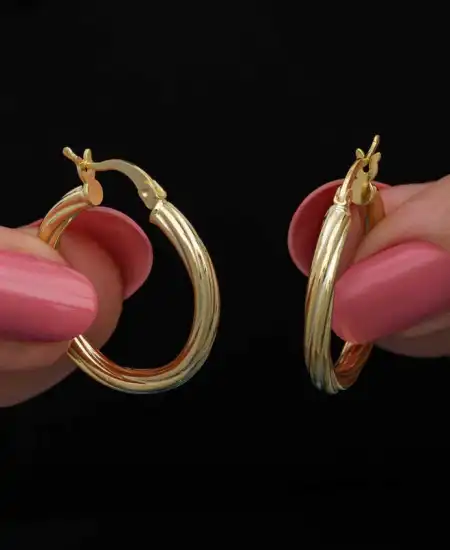 Gümüş Gold 3 Mm Burgu Şarnel Küpe