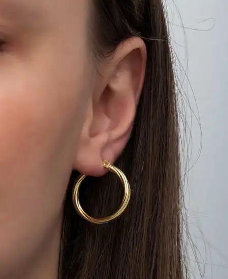 Gümüş Gold 3 Mm Burgu Şarnel Küpe