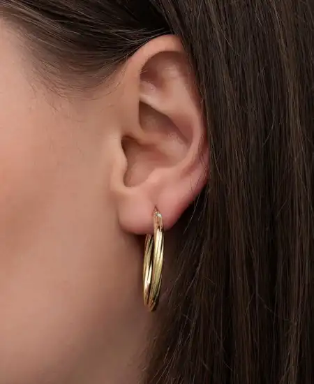 Gümüş Gold 3 Mm Burgu Şarnel Küpe