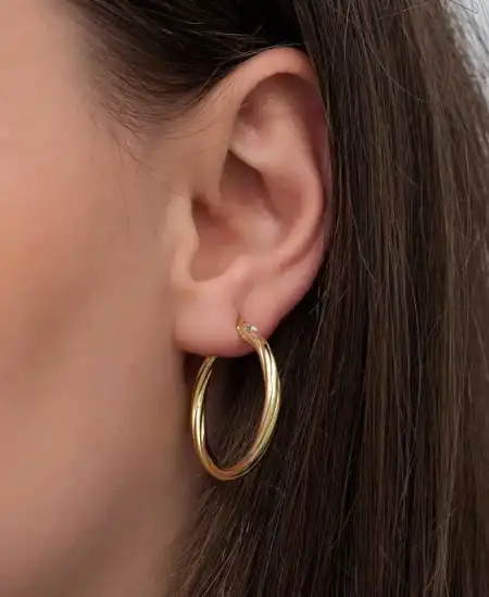 Gümüş Gold 3 Mm Burgu Şarnel Küpe