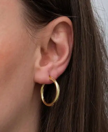 Gümüş Gold 3 Mm Burgu Şarnel Küpe