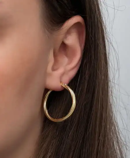 Gümüş Gold 3 Mm Burgu Şarnel Küpe