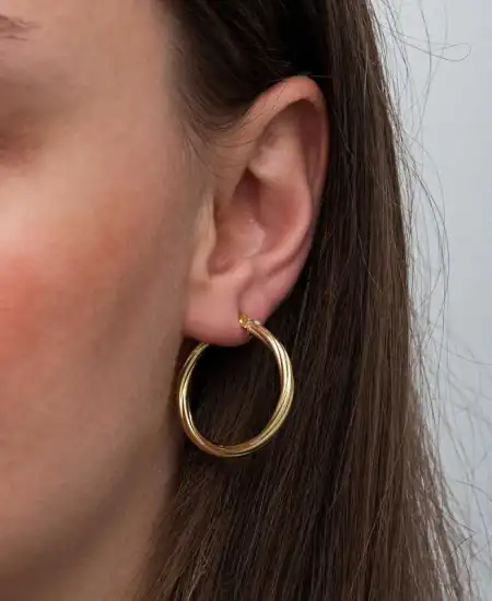 Gümüş Gold 3 Mm Burgu Şarnel Küpe