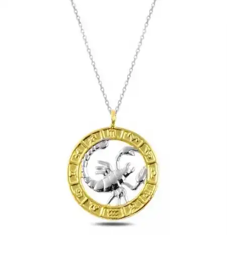 Gümüş Gold Akrep Burcu Kolye