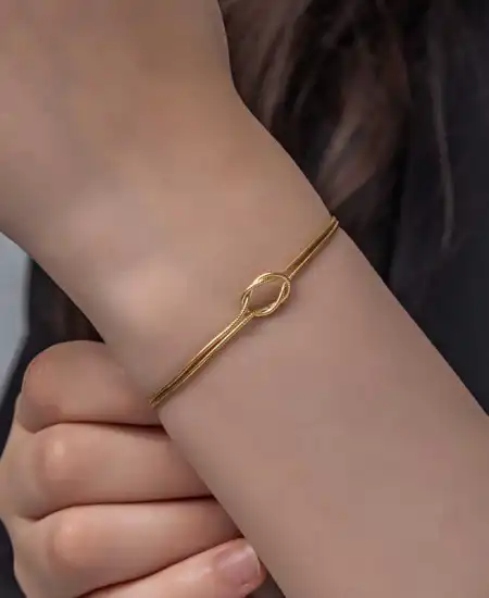 Gümüş Gold Aşk Düğüm Kadın Bileklik