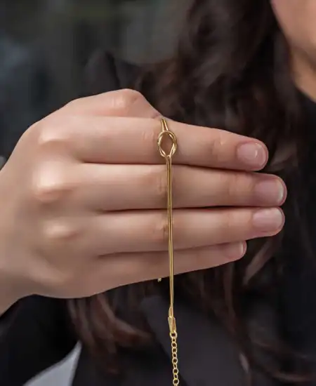 Gümüş Gold Aşk Düğüm Kadın Bileklik