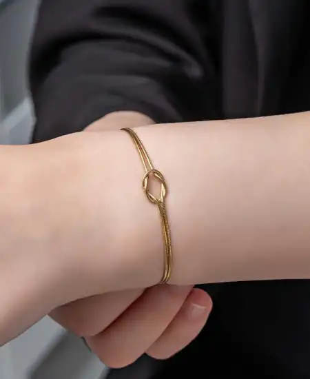 Gümüş Gold Aşk Düğüm Kadın Bileklik