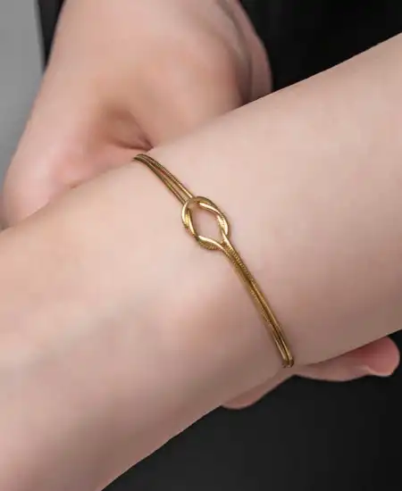 Gümüş Gold Aşk Düğüm Kadın Bileklik