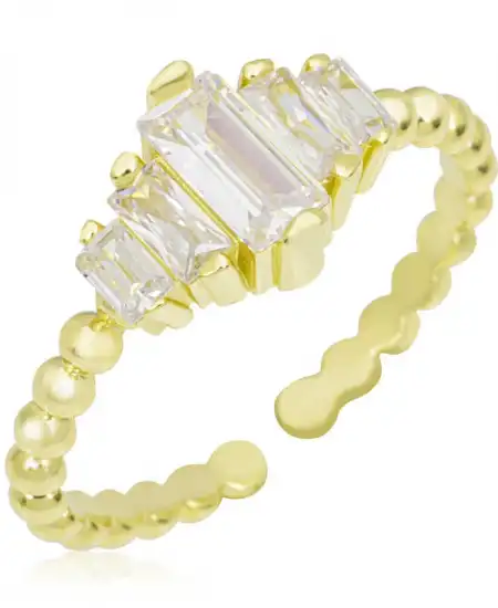 Gümüş Gold Ayarlanabilir Baget  Kadın Yüzük