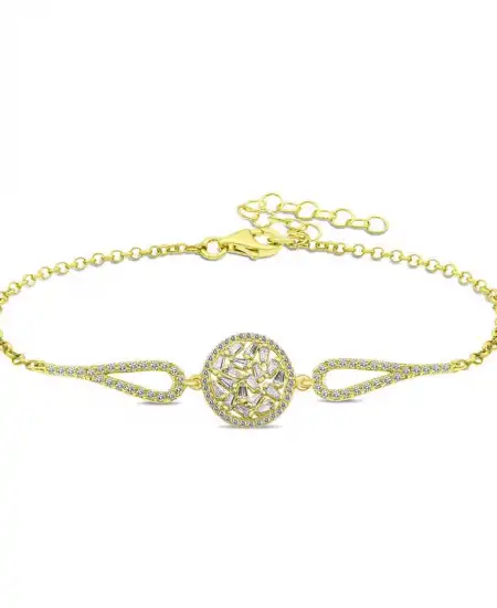 Gümüş Gold Baget Taşlı Bileklik