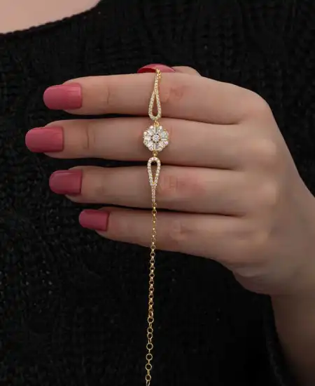 Gümüş Gold Baget Taşlı Kadın Bileklik