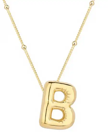 Gümüş Gold Balon B Harfi Kadın Kolye