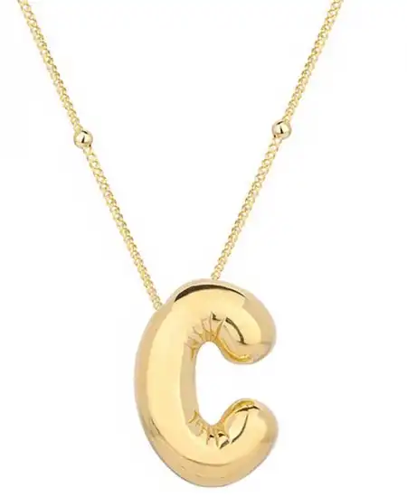Gümüş Gold Balon C Harfi Kadın Kolye