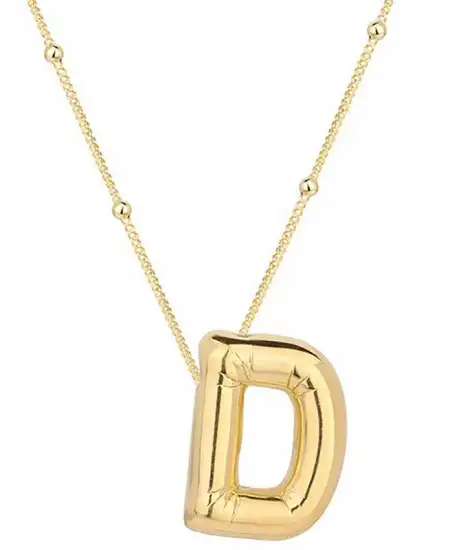 Gümüş Gold Balon D Harfi Kadın Kolye