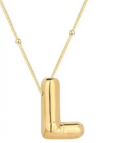 Gümüş Gold Balon L Harfi Kadın Kolye
