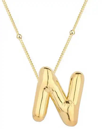 Gümüş Gold Balon N Harfi Kadın Kolye
