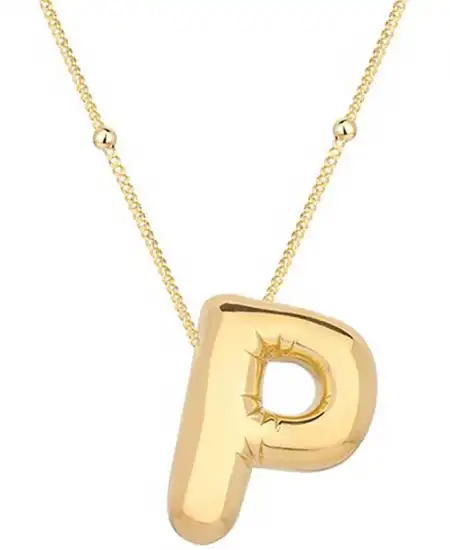 Gümüş Gold Balon P Harfi Kadın Kolye