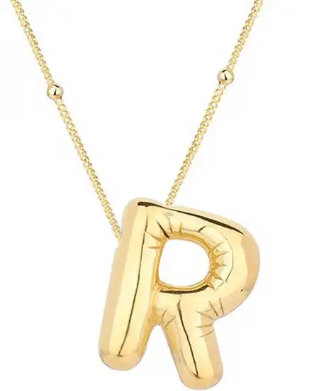 Gümüş Gold Balon R Harfi Kadın Kolye