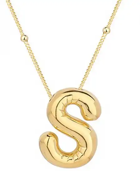 Gümüş Gold Balon S Harfi Kadın Kolye
