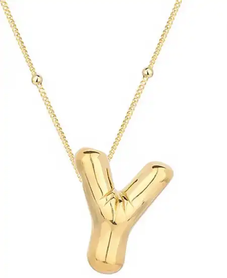 Gümüş Gold Balon Y Harfi Kadın Kolye