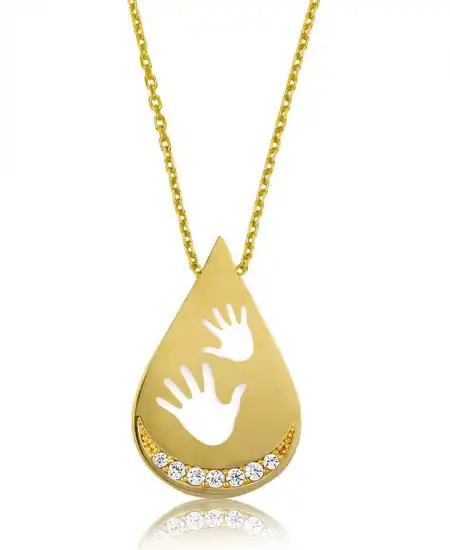 Gümüş Gold Bebek Elleri Bayan Kolye