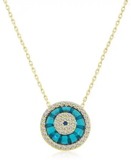 Gümüş Gold Camgöz Nazar Bayan Kolye