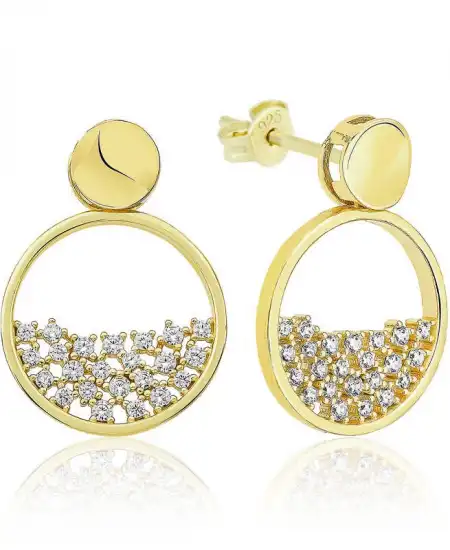 Gümüş Gold Çiğ Damlası Bayan Küpe