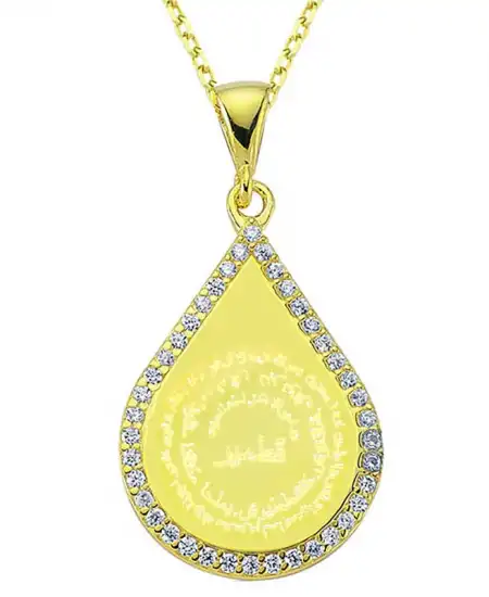 Gümüş Gold Damla Kıtmir Duası Kadın Kolye