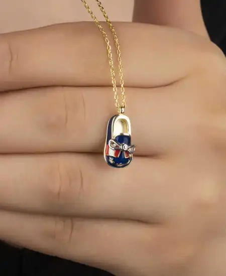 Gümüş Gold Erkek Çocuk Pabuç Kadın Kolye