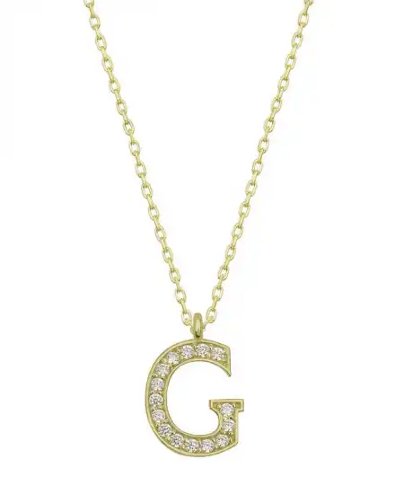 Gümüş Gold G Harfi Kadın Kolye