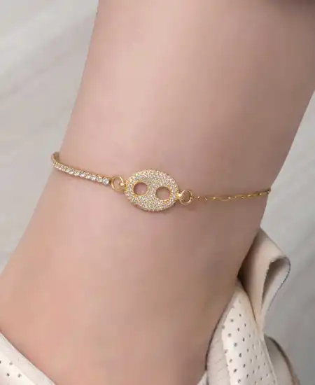 Gümüş Gold Gemici Figürlü Halhal