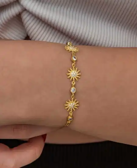 Gümüş Gold Güneş Kadın Bileklik